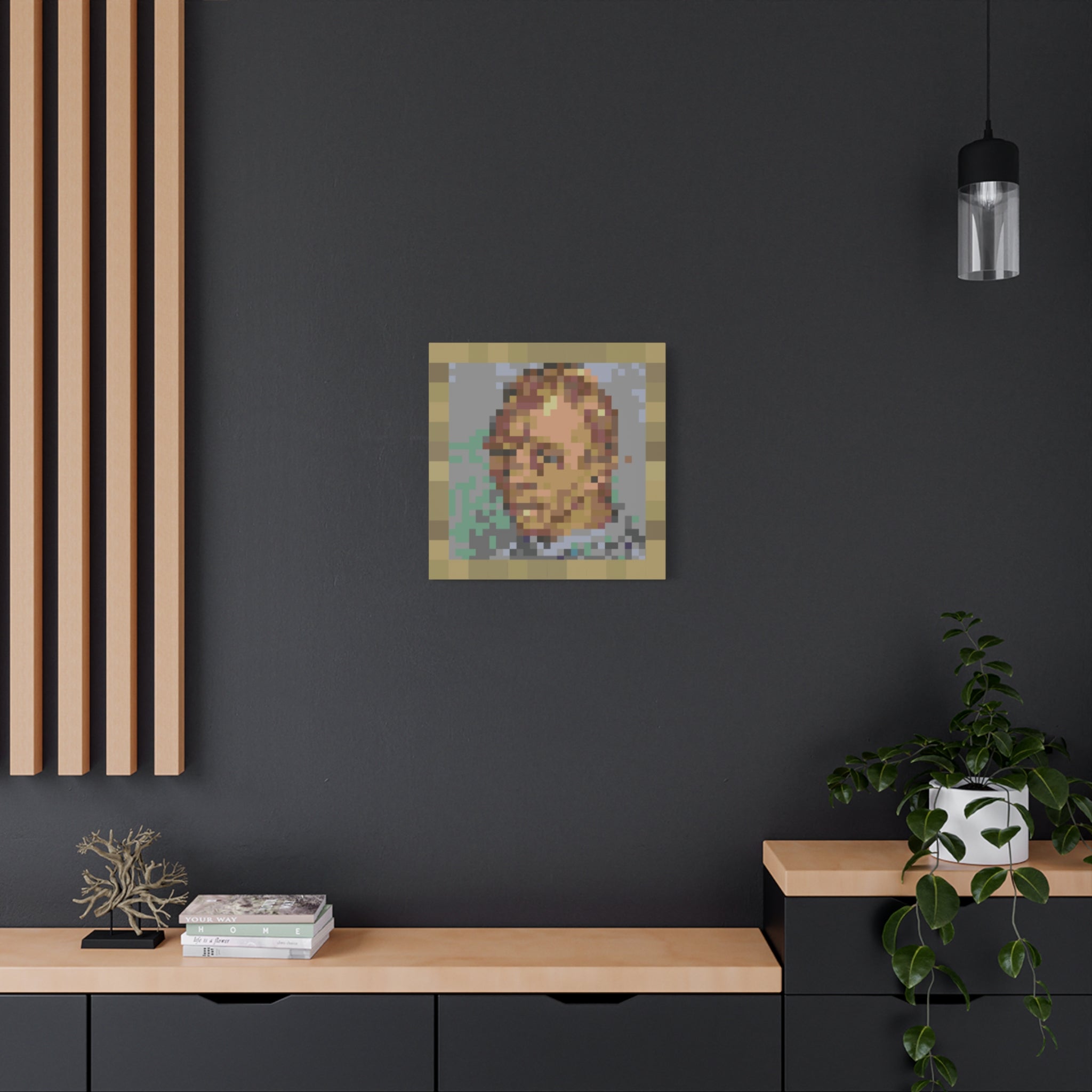 L'artiste Sans Barbe Pixel-Style Matte Canvas Print