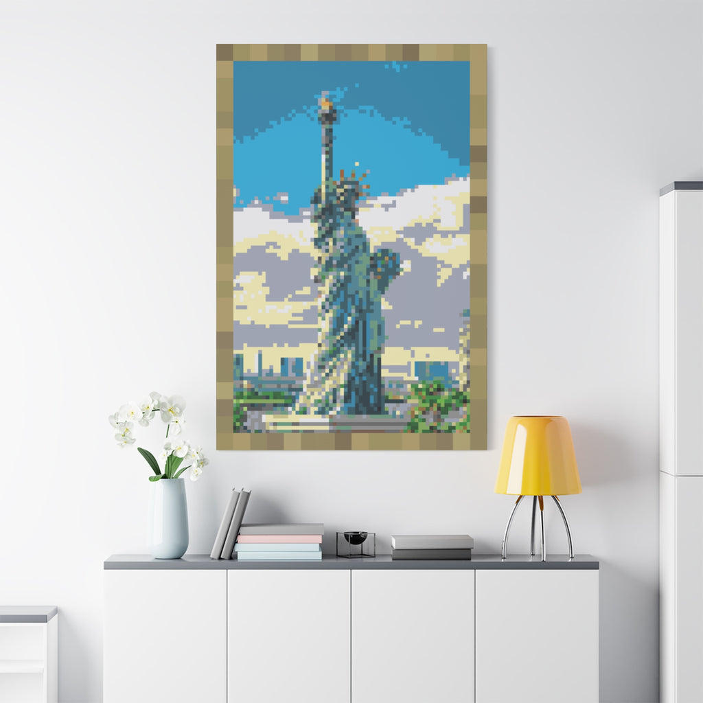 Statue of Liberty Pixel-Style Matte Canvas Print