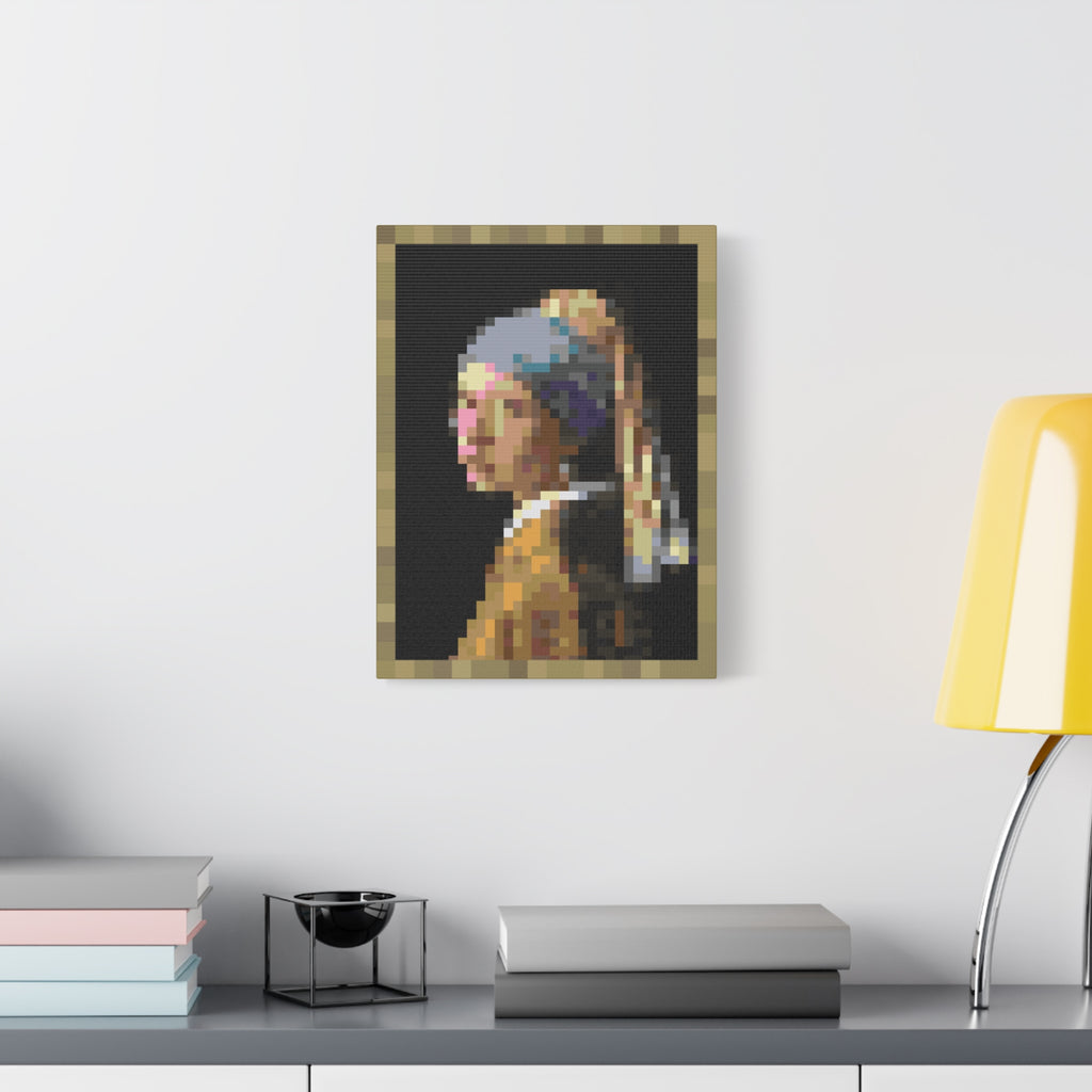 Girl with a Pearl Earring Pixel-Style Matte Canvas Print