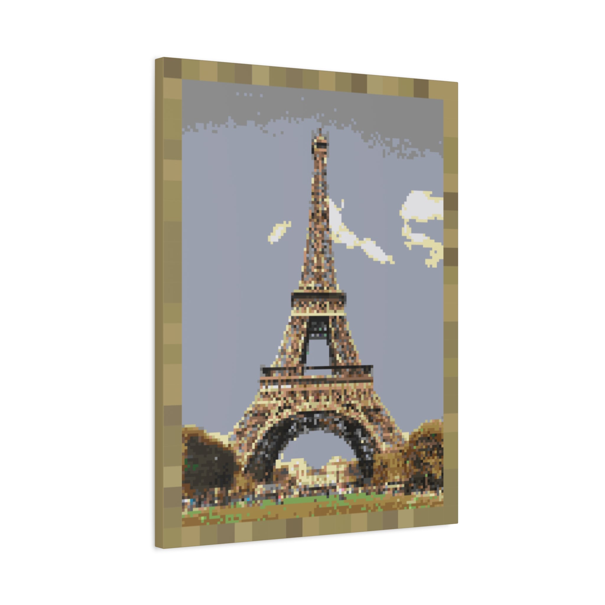 Eiffel Tower Pixel-Style Matte Canvas Print