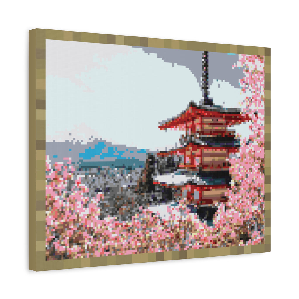 Japanese Cherry Blossom Name Pixel-Style Matte Canvas Print