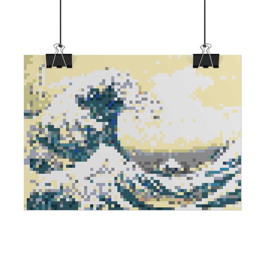 The Great Wave Pixel-Style Rolled Art Print