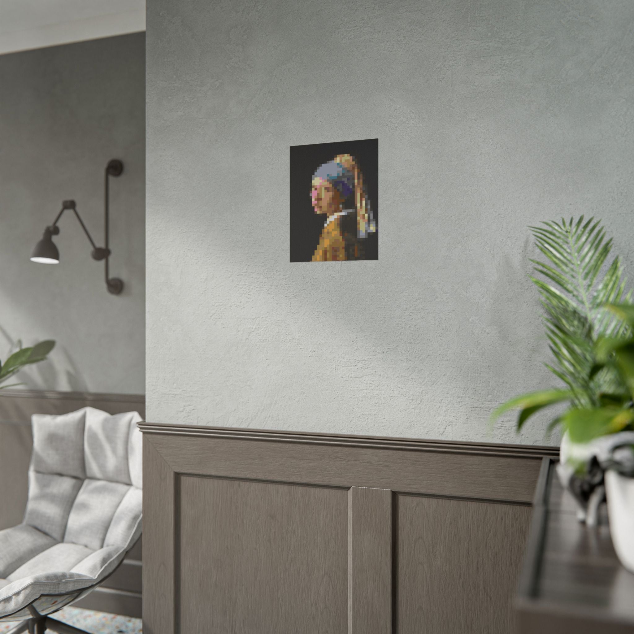 Girl with a Pearl Earring Pixel-Style Rolled Art Print