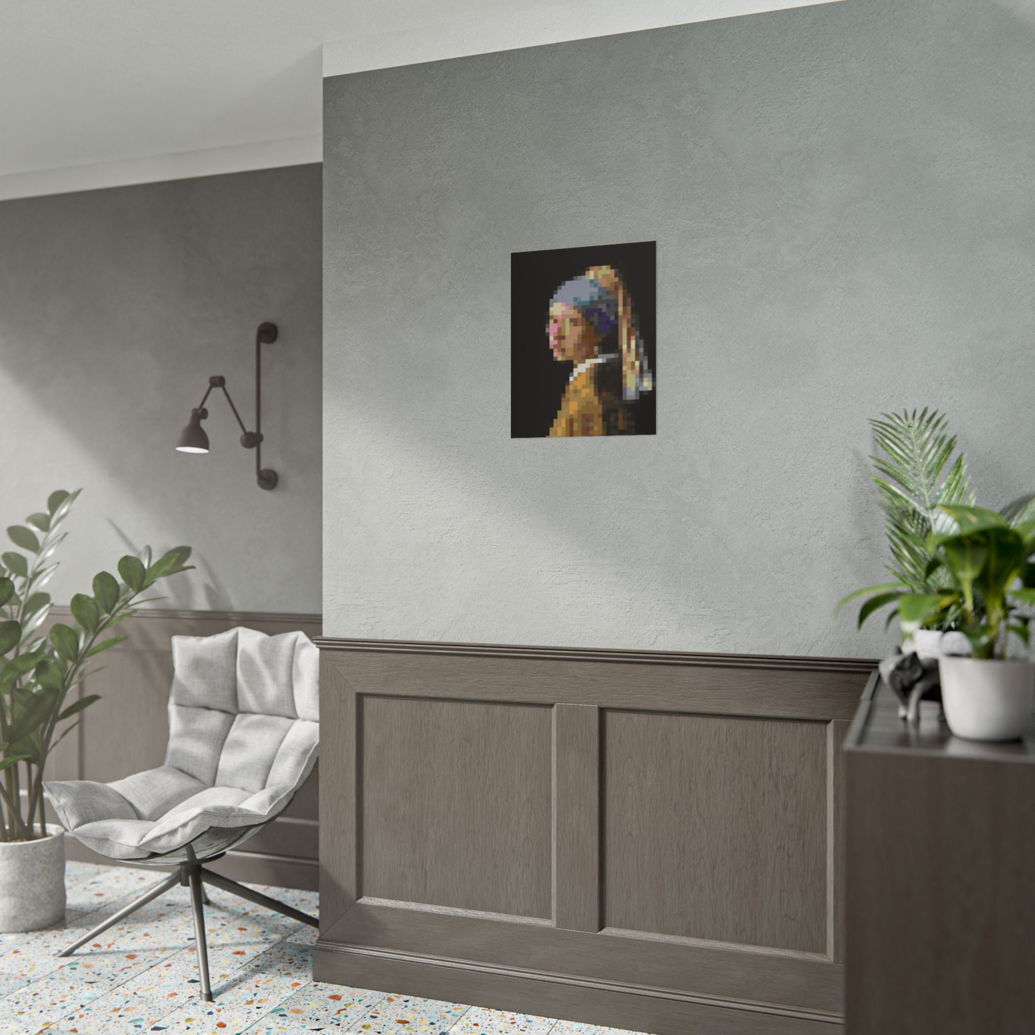 Girl with a Pearl Earring Pixel-Style Rolled Art Print