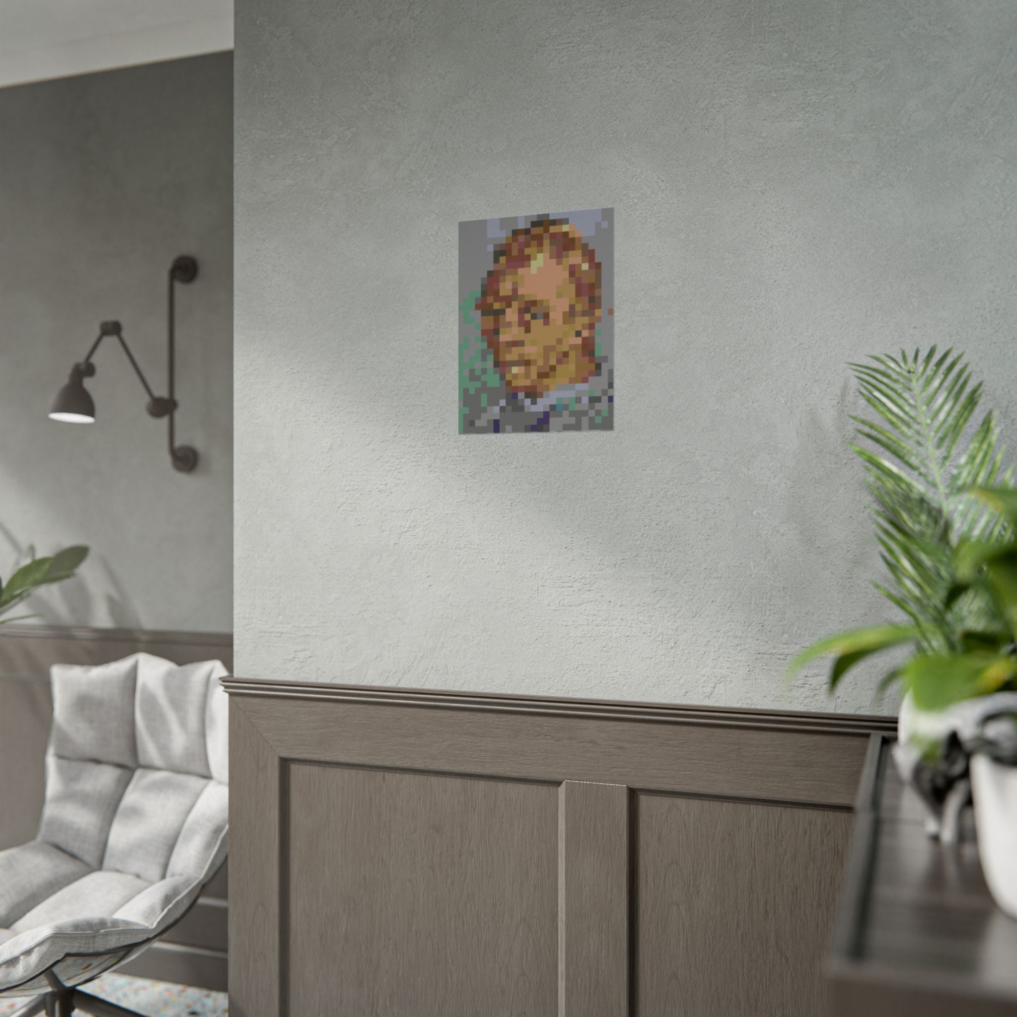 L'artiste Sans Barbe Pixel-Style Rolled Art Print