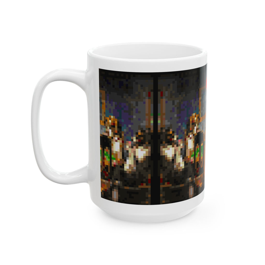 Dogs Playing Poker Pixel-Style Ceramic Mug (11oz/15oz)