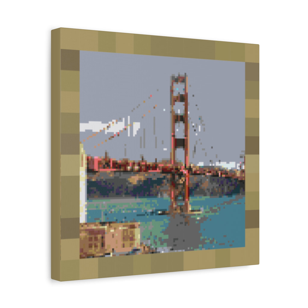 Golden Gate Bridge Pixel-Style Matte Canvas Print
