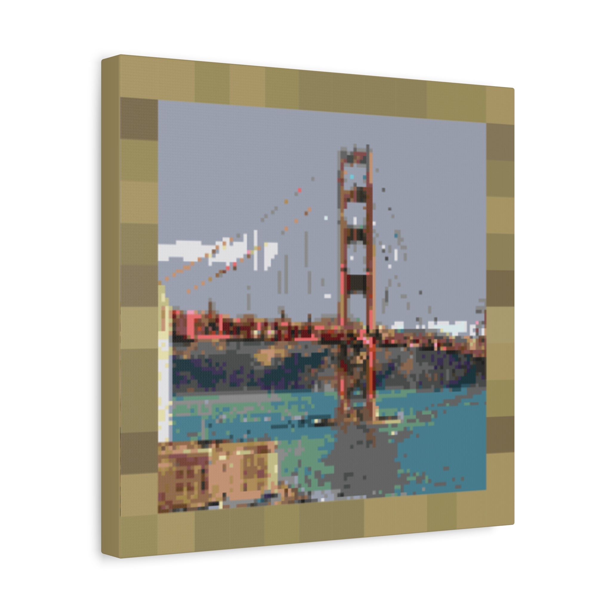 Golden Gate Bridge Pixel-Style Matte Canvas Print