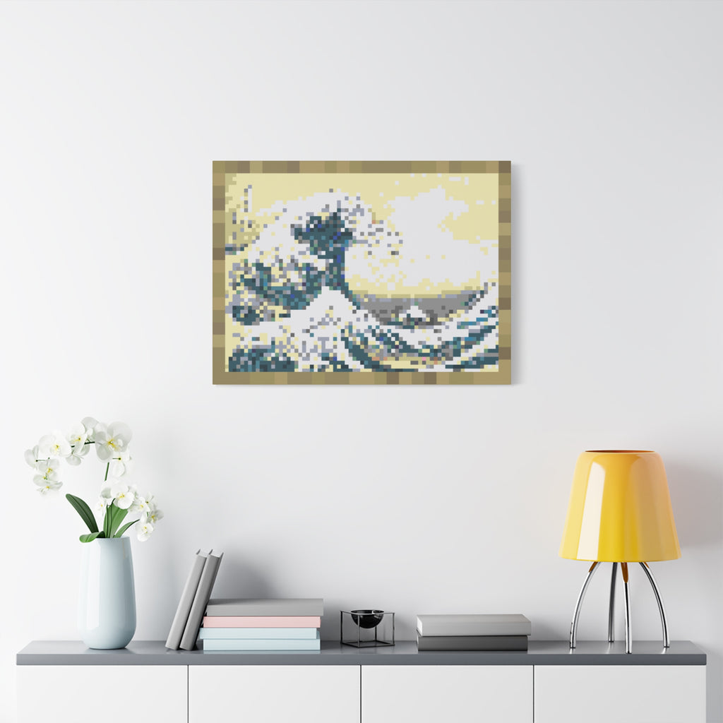 The Great Wave Pixel-Style Matte Canvas Print