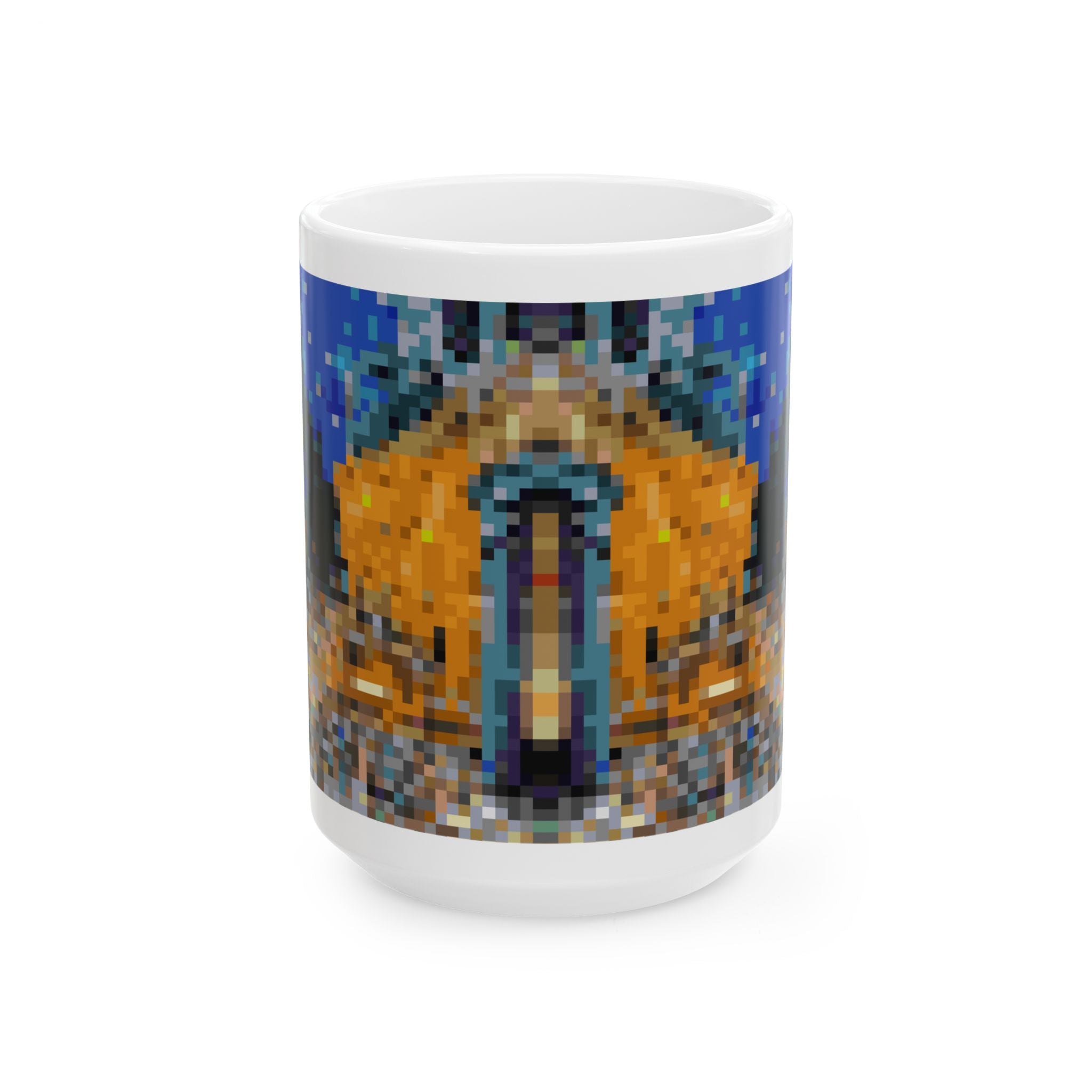 Cafe Terrace at Night Pixel-Style Ceramic Mug (11oz/15oz)