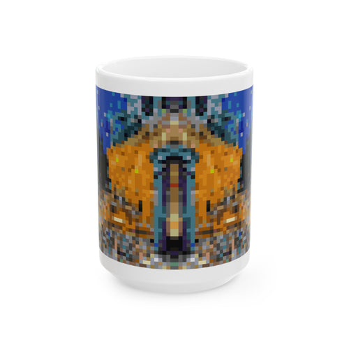 Cafe Terrace at Night Pixel-Style Ceramic Mug (11oz/15oz)