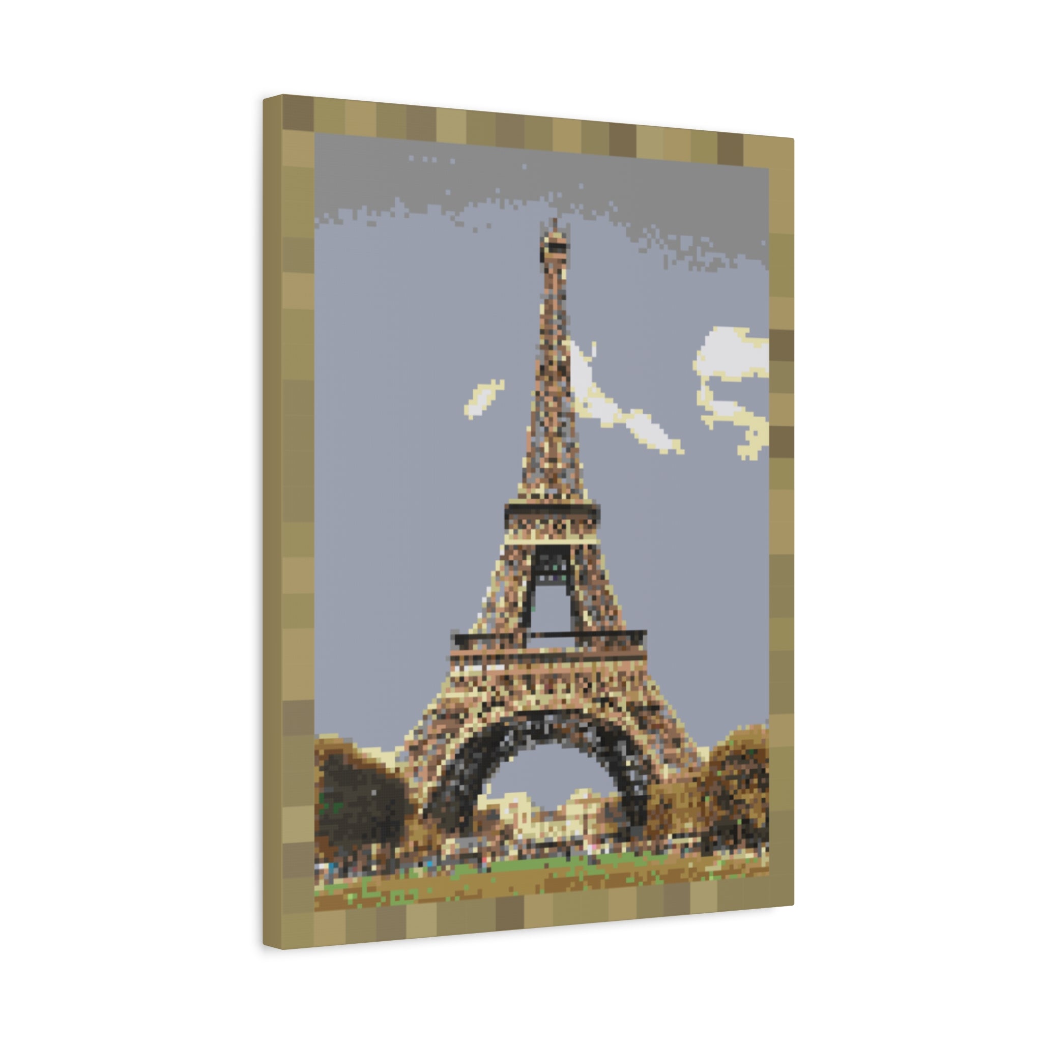 Eiffel Tower Pixel-Style Matte Canvas Print