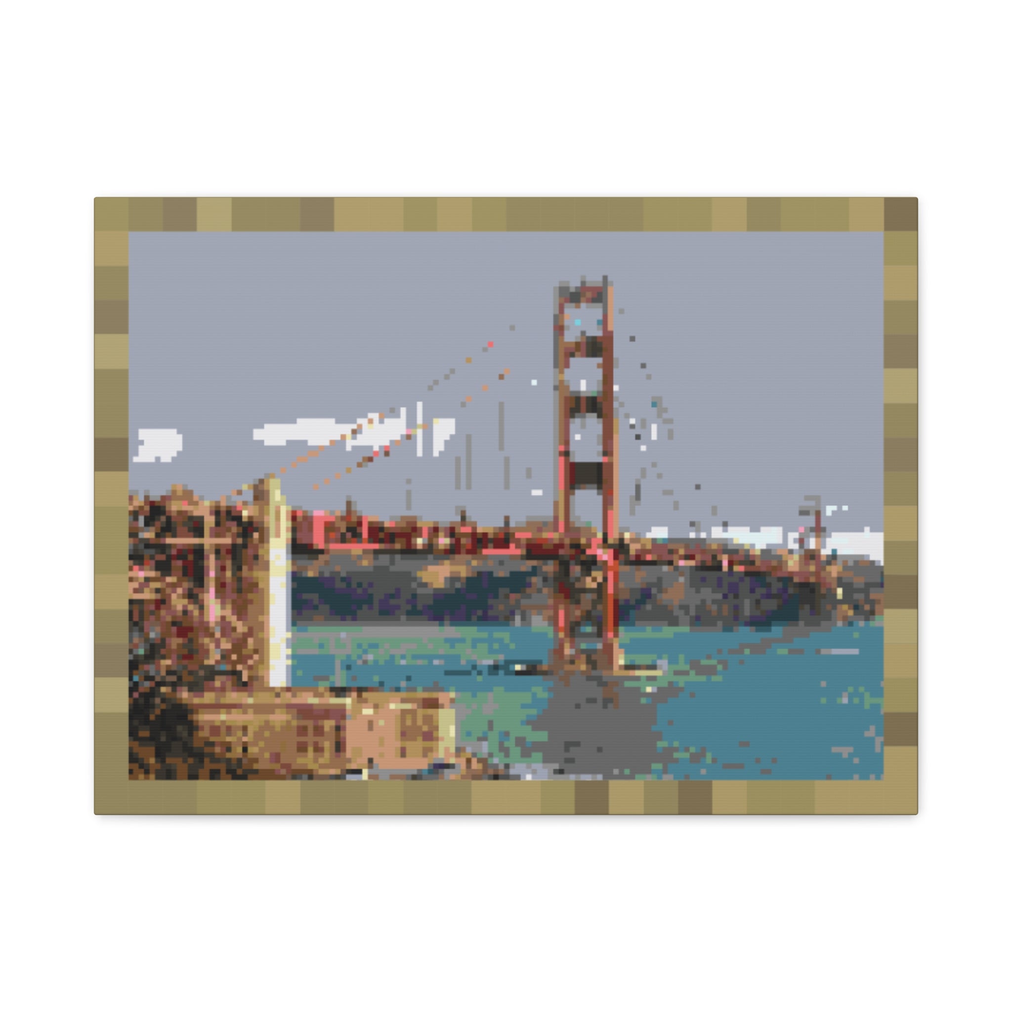 Golden Gate Bridge Pixel-Style Matte Canvas Print