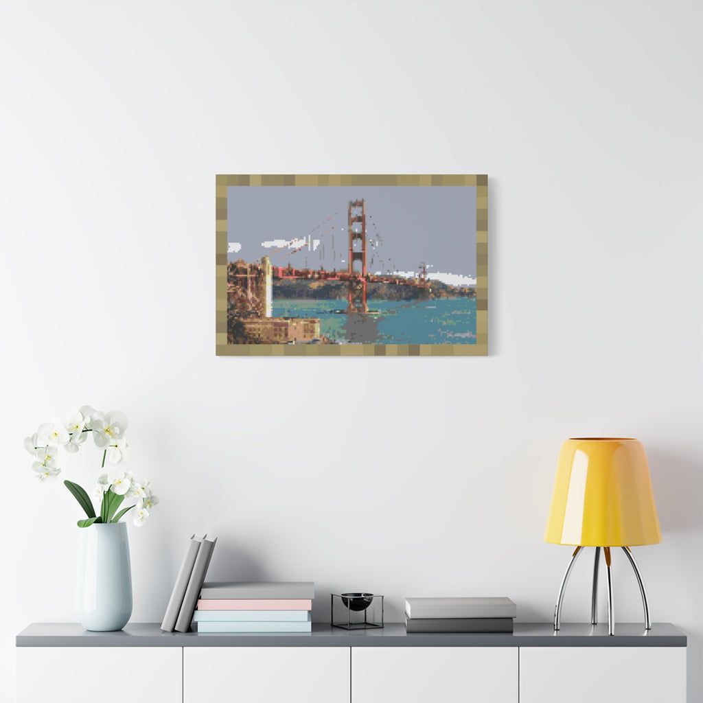 Golden Gate Bridge Pixel-Style Matte Canvas Print