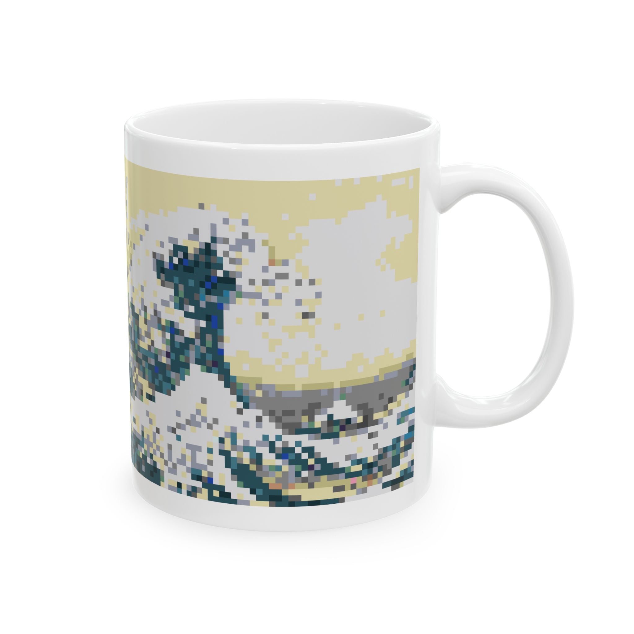 The Great Wave Pixel-Style Ceramic Mug (11oz/15oz)