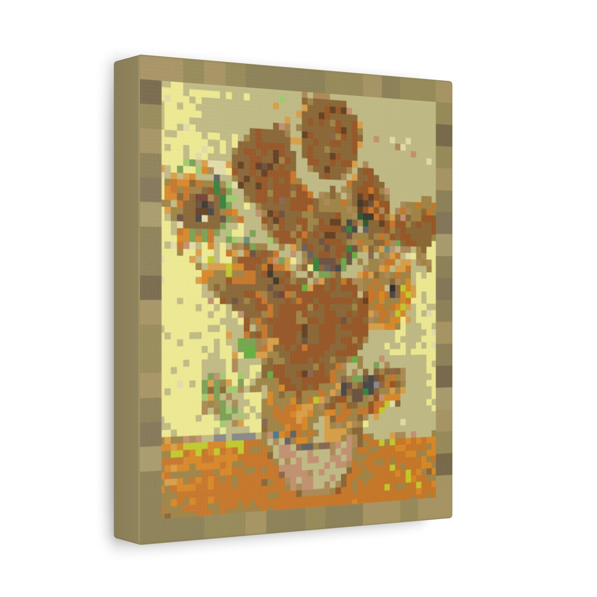 Sunflowers Pixel-Style Matte Canvas Print