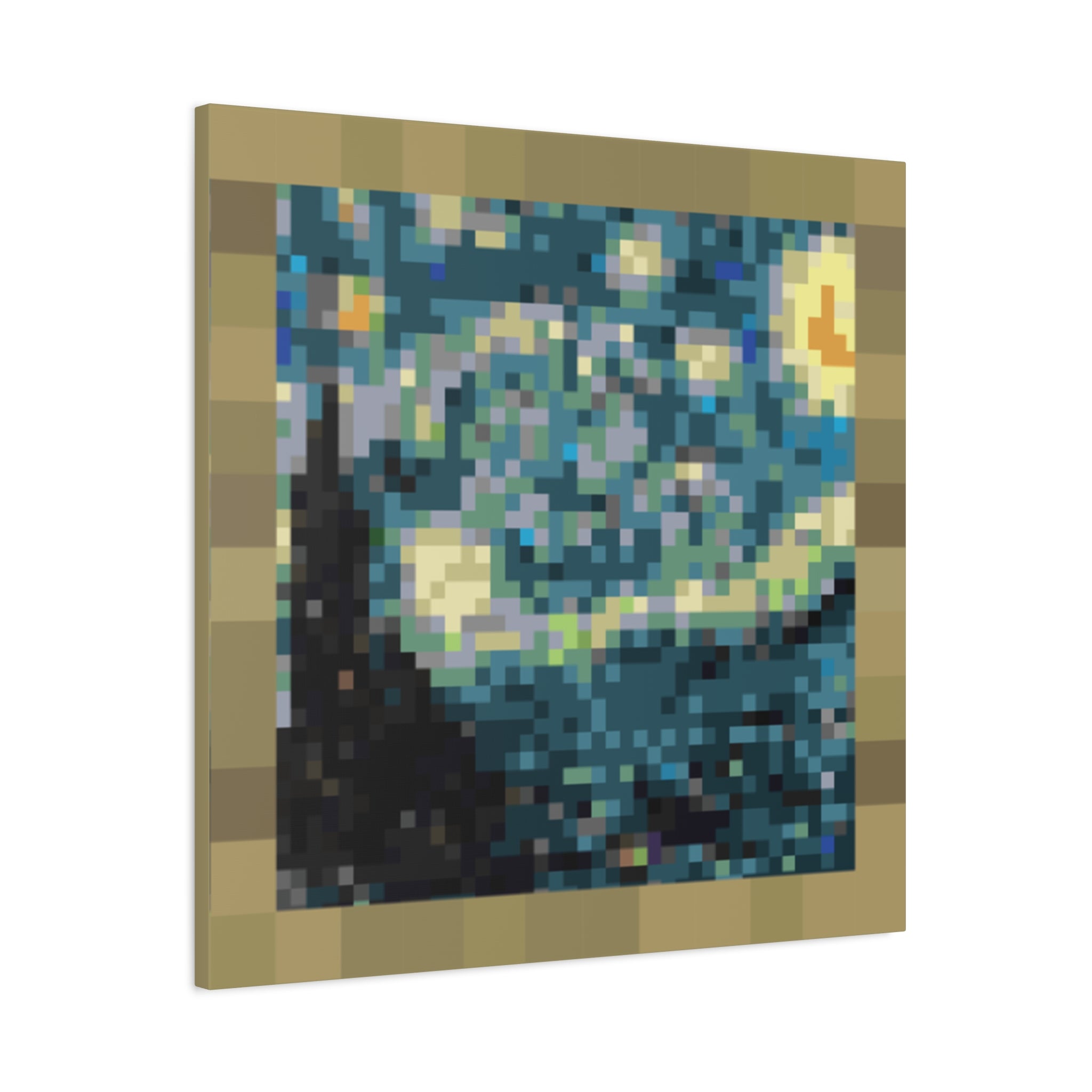 Starry Night Pixel-Style Matte Canvas Print
