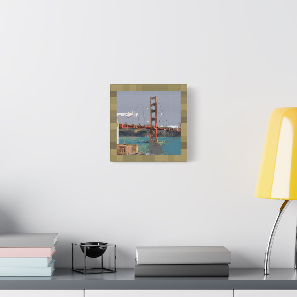Golden Gate Bridge Pixel-Style Matte Canvas Print