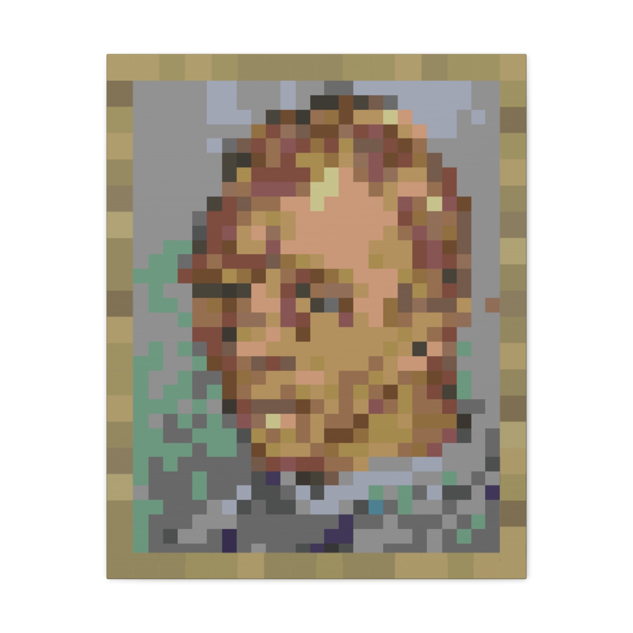 L'artiste Sans Barbe Pixel-Style Matte Canvas Print