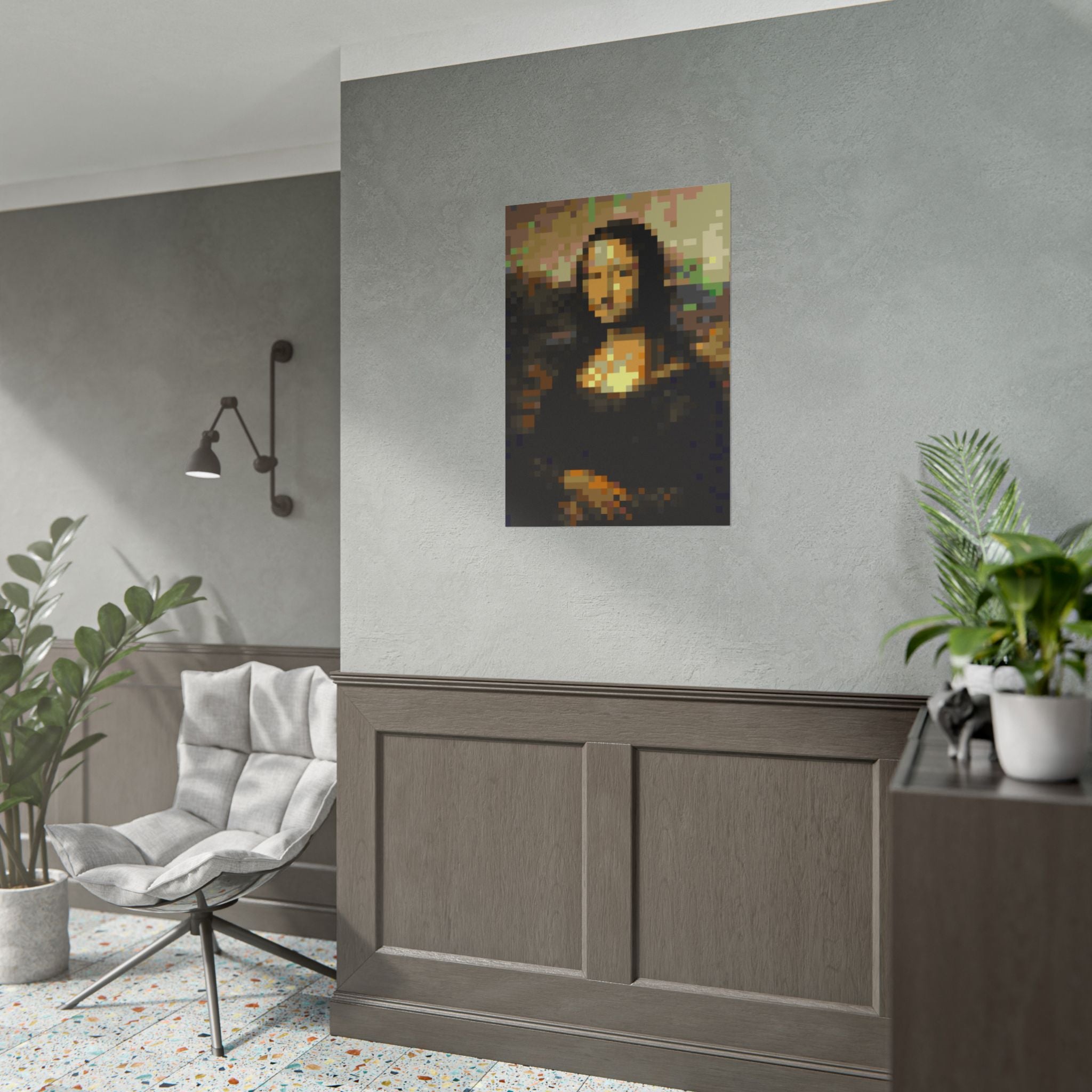 Mona Lisa Pixel-Style Rolled Art Print