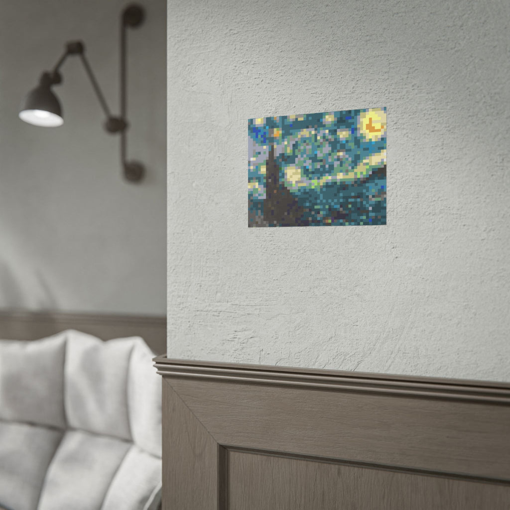 Starry Night Pixel-Style Rolled Art Print