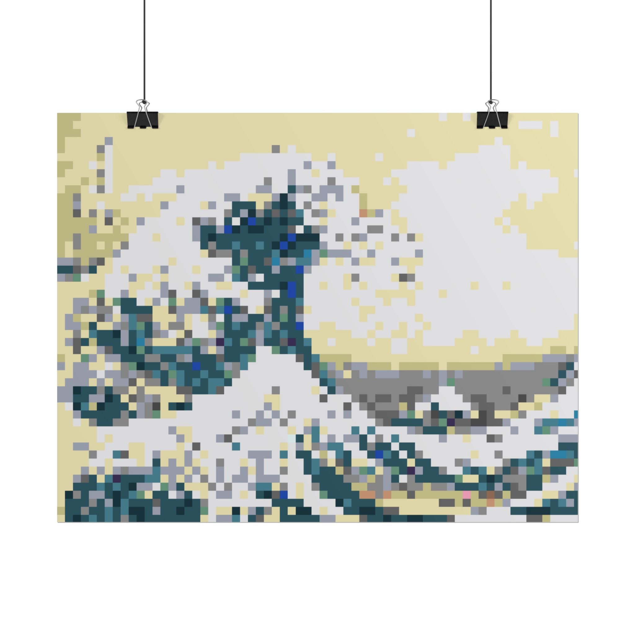 The Great Wave Pixel-Style Rolled Art Print