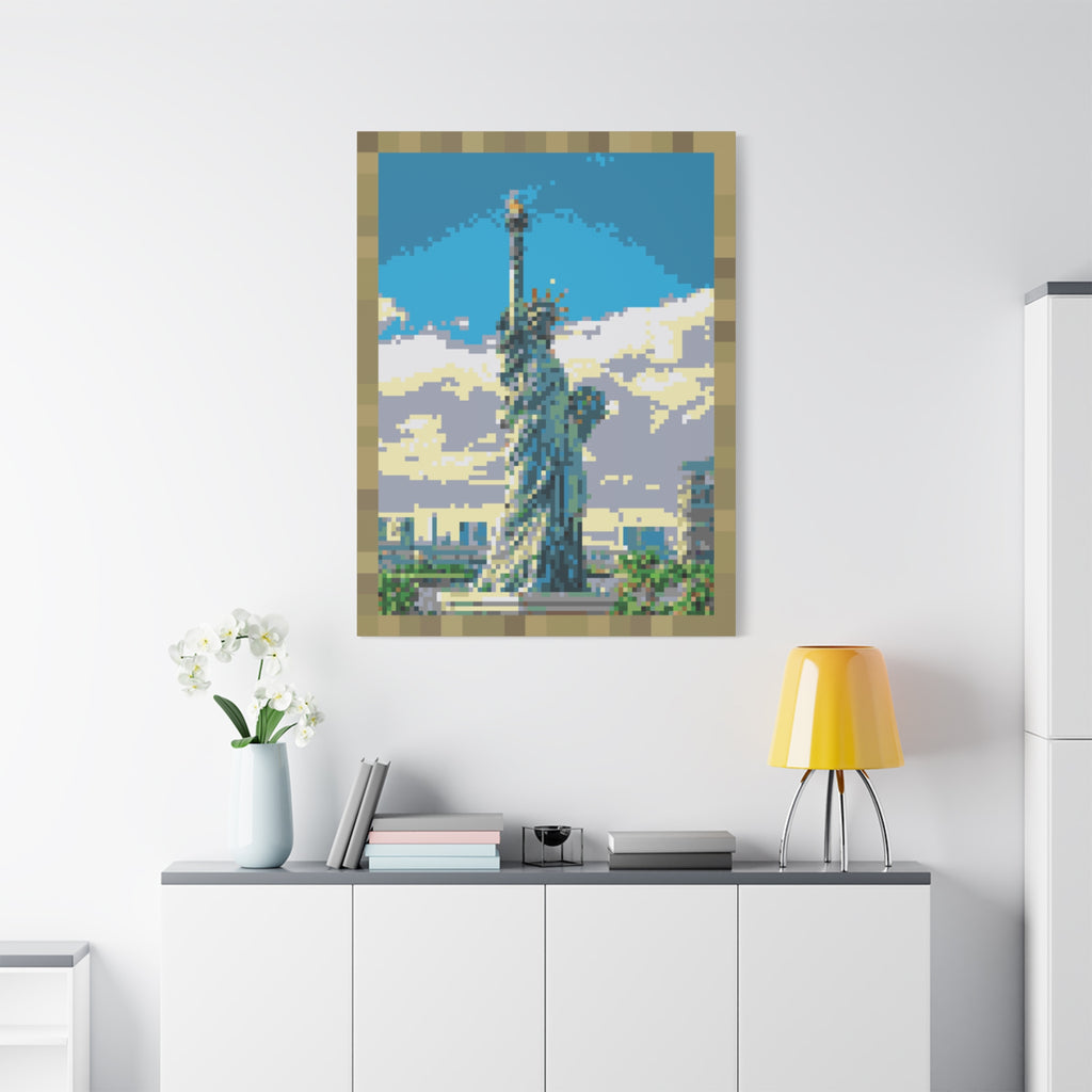 Statue of Liberty Pixel-Style Matte Canvas Print