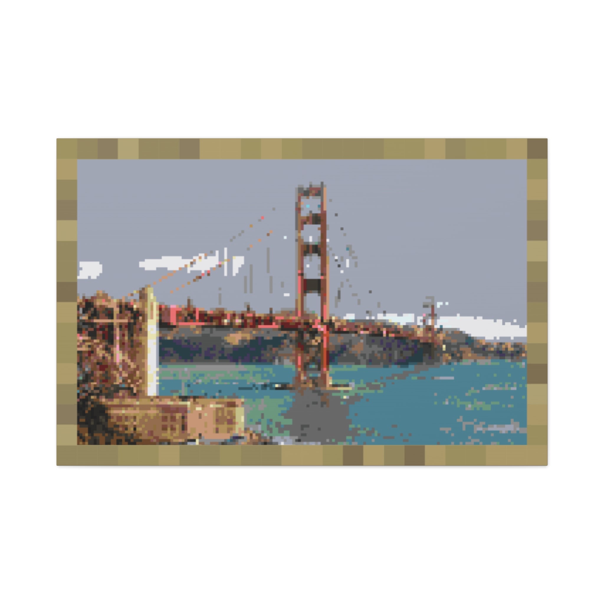 Golden Gate Bridge Pixel-Style Matte Canvas Print