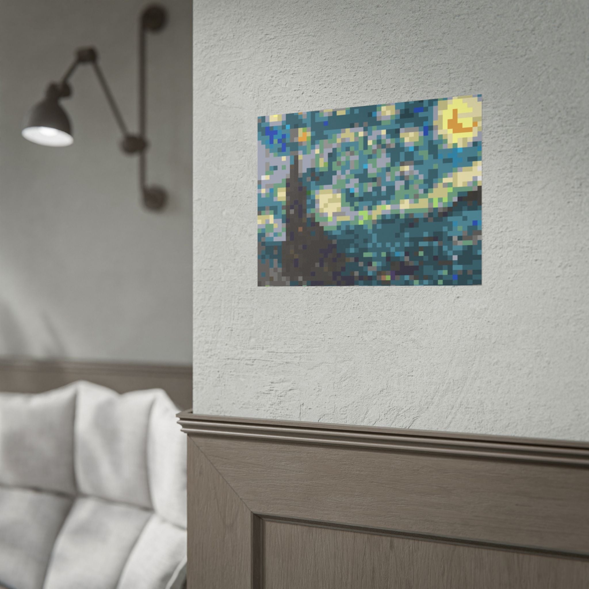 Starry Night Pixel-Style Rolled Art Print