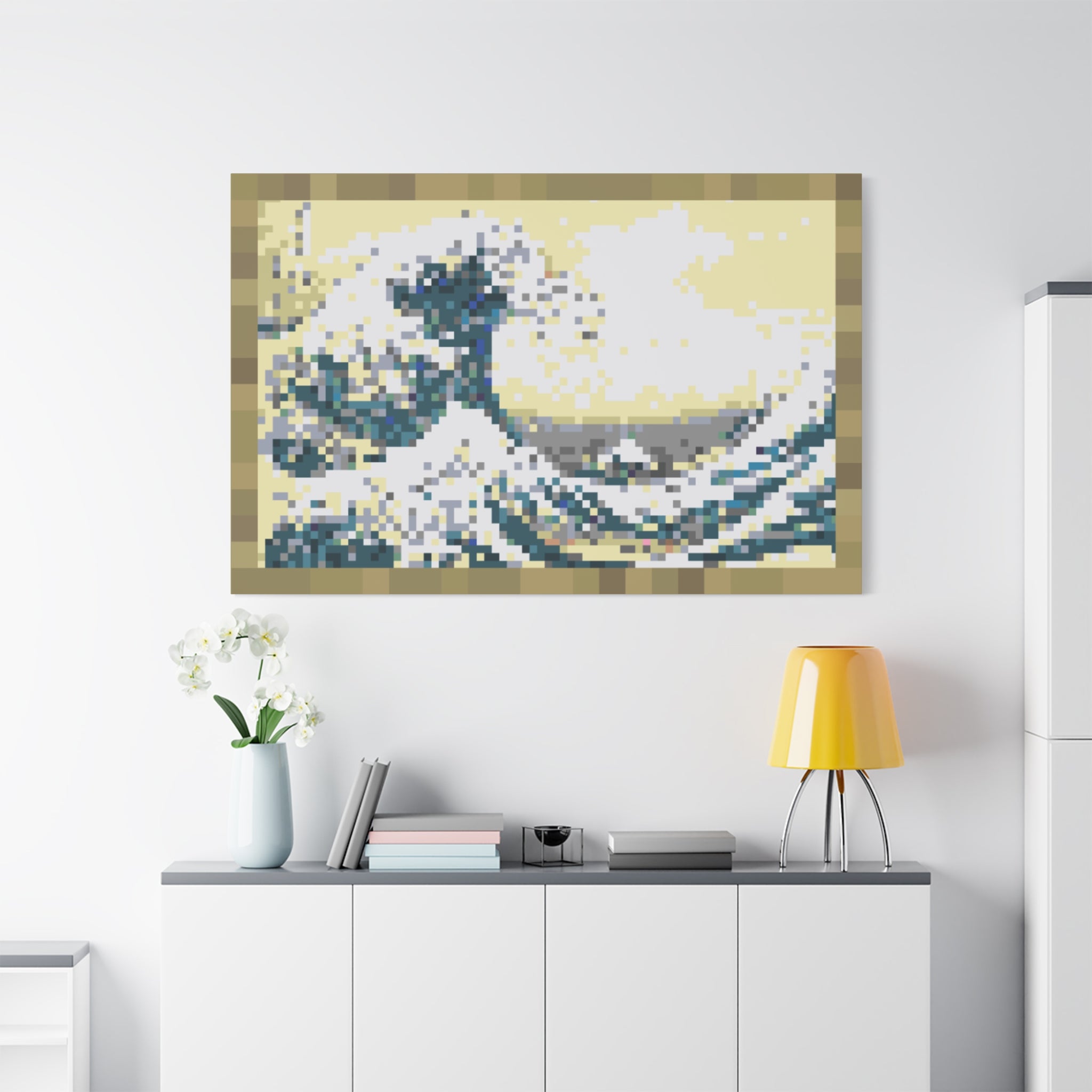 The Great Wave Pixel-Style Matte Canvas Print