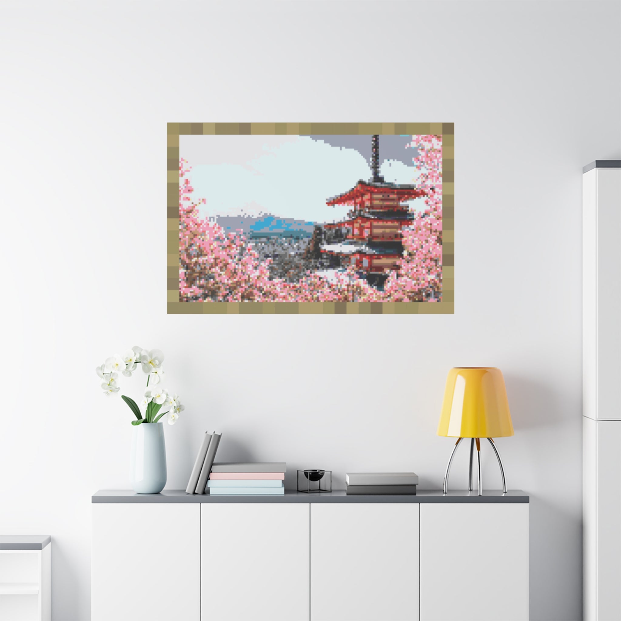 Japanese Cherry Blossom Name Pixel-Style Matte Canvas Print