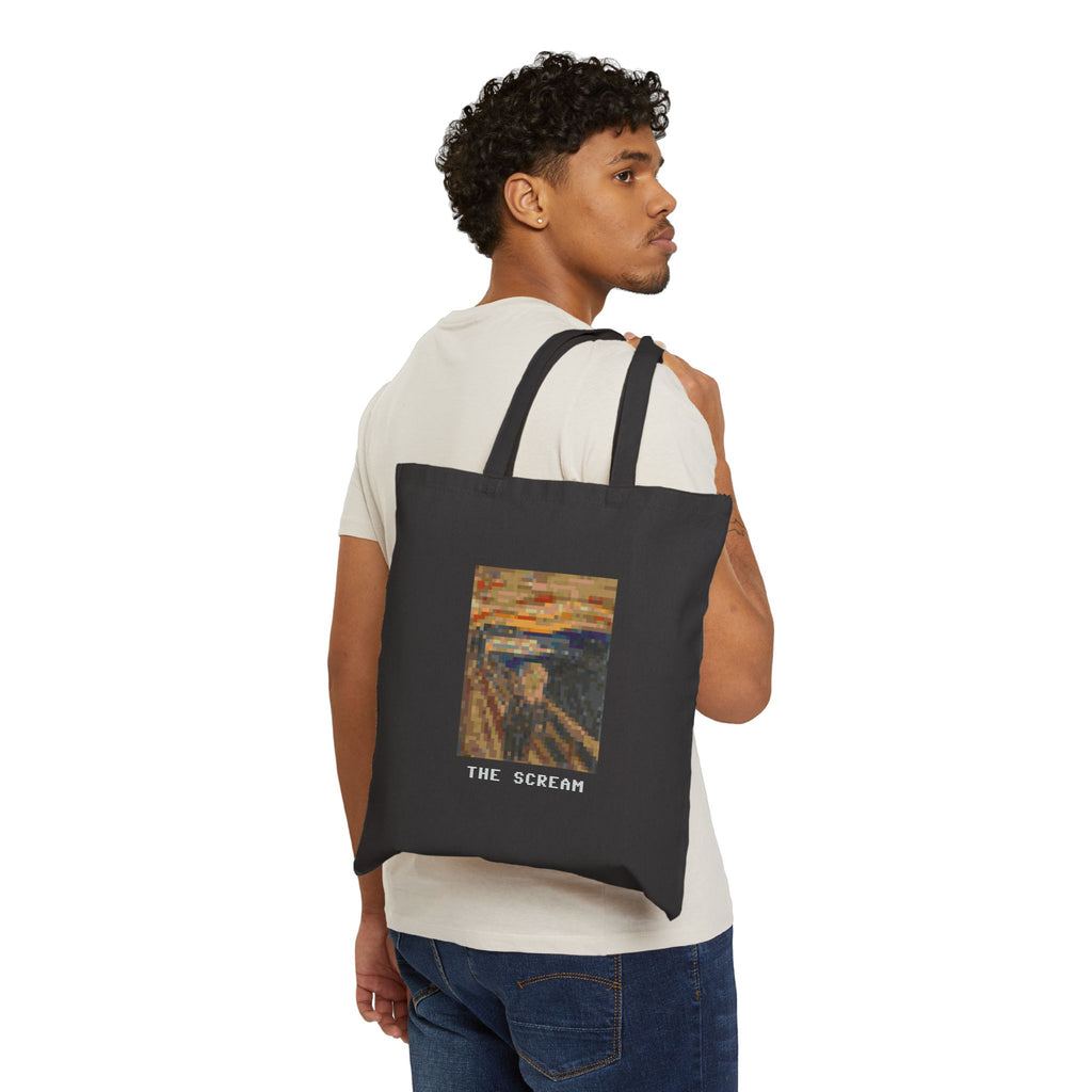 The Scream Pixel Art Tote Bag — Famous Artwork Canvas Tote