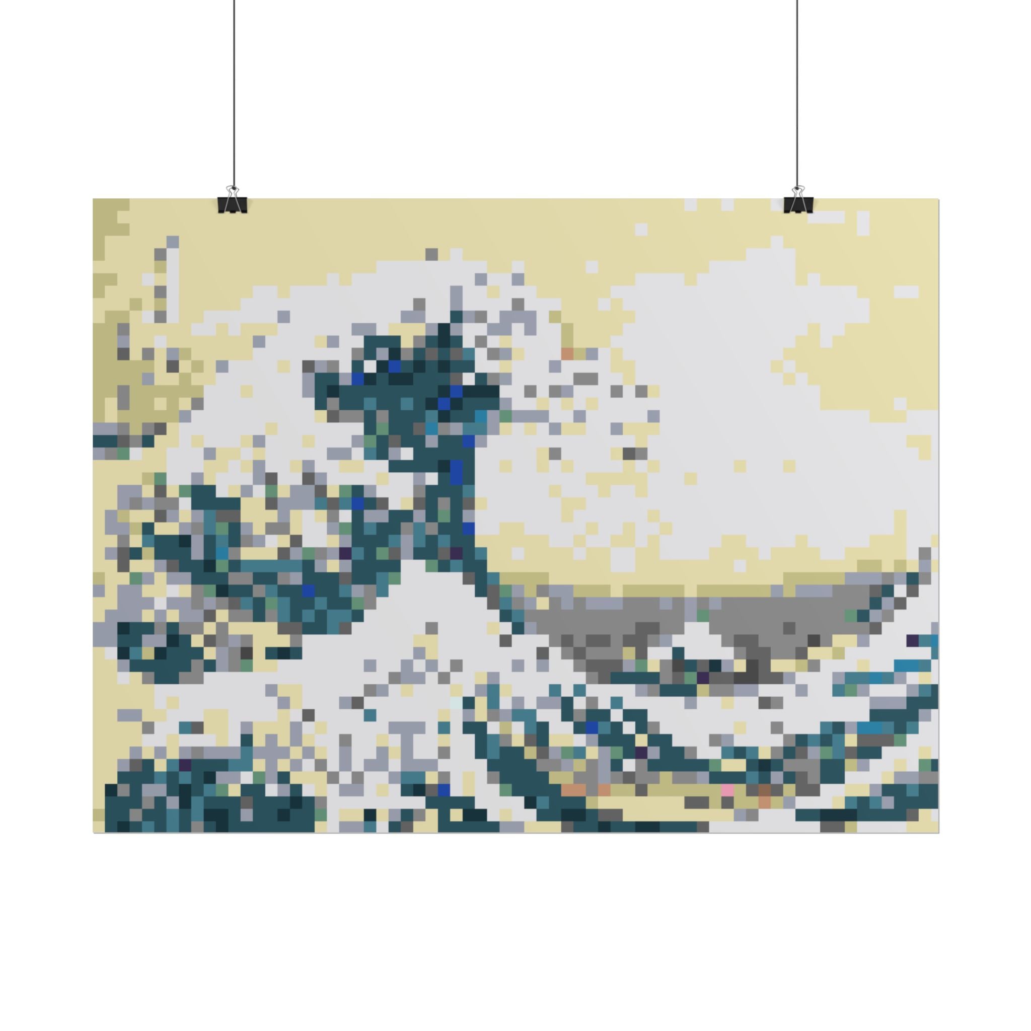 The Great Wave Pixel-Style Rolled Art Print