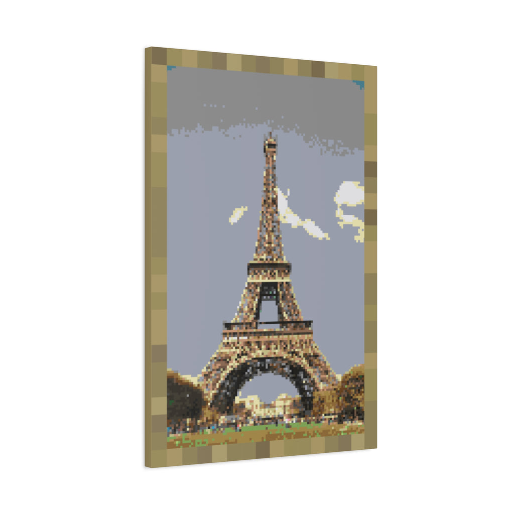 Eiffel Tower Pixel-Style Matte Canvas Print