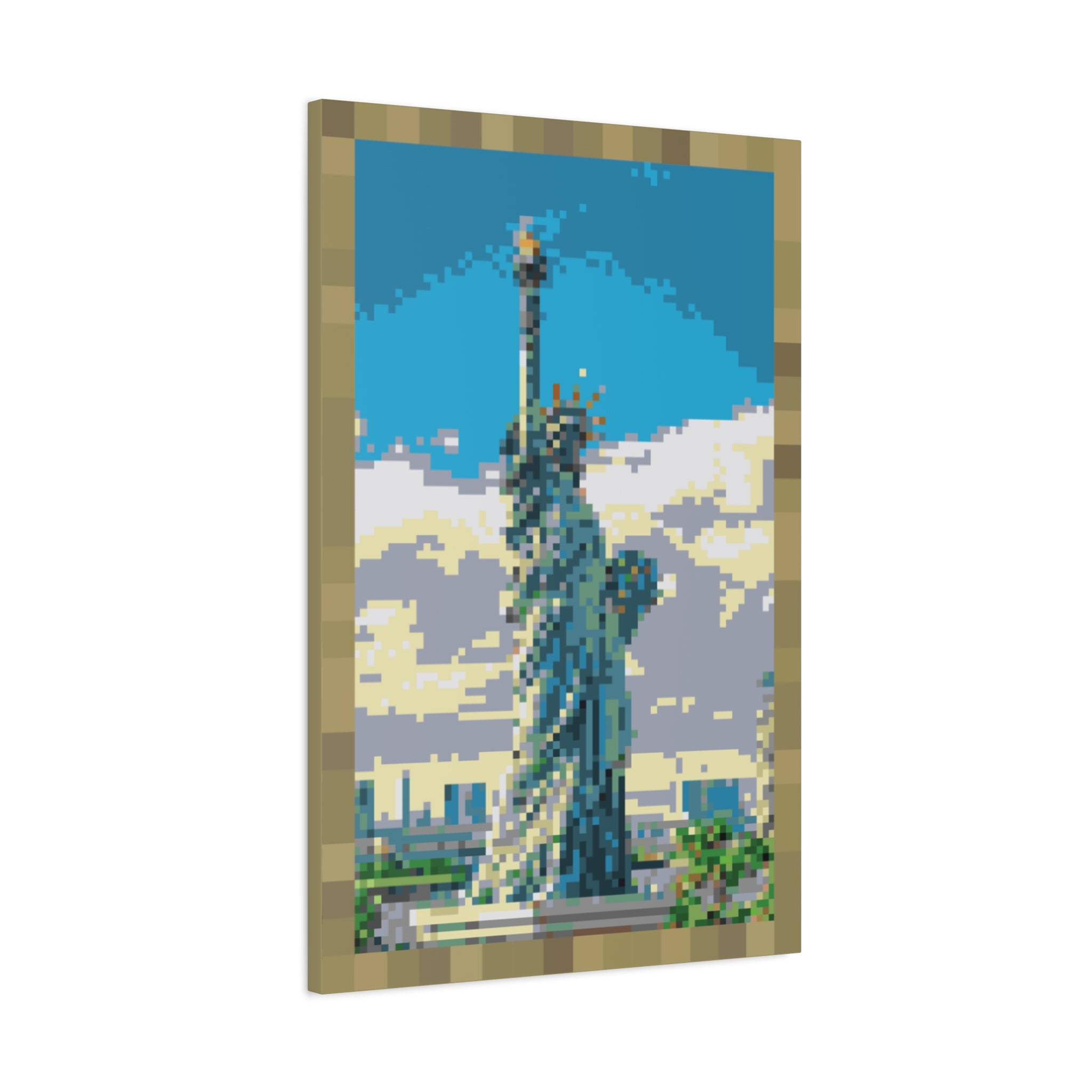 Statue of Liberty Pixel-Style Matte Canvas Print