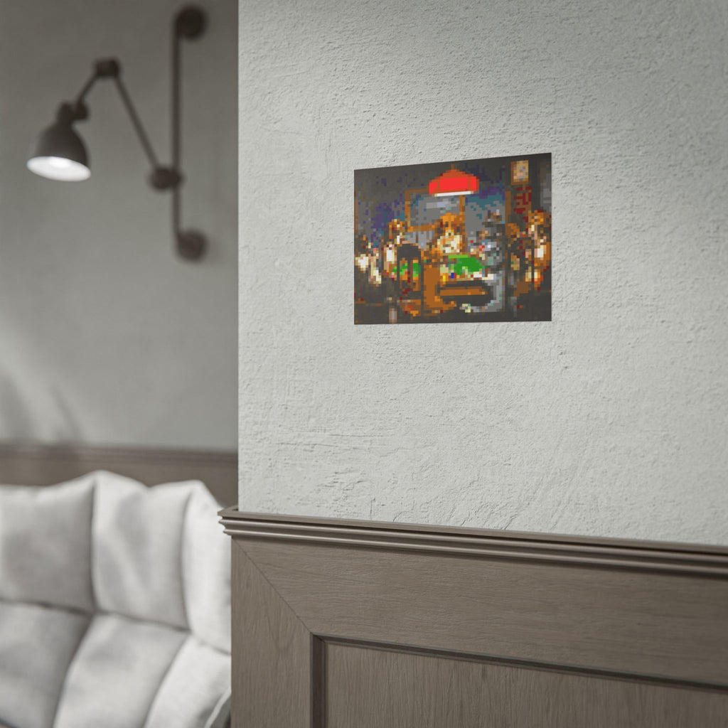 Dogs Playing Poker Pixel-Style Rolled Art Print