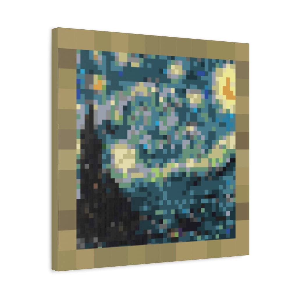 Starry Night Pixel-Style Matte Canvas Print