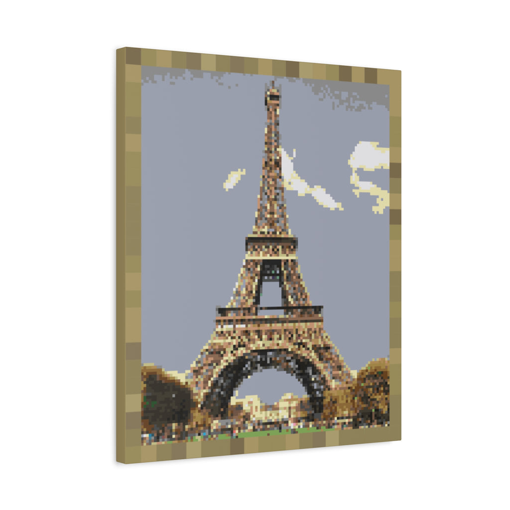 Eiffel Tower Pixel-Style Matte Canvas Print