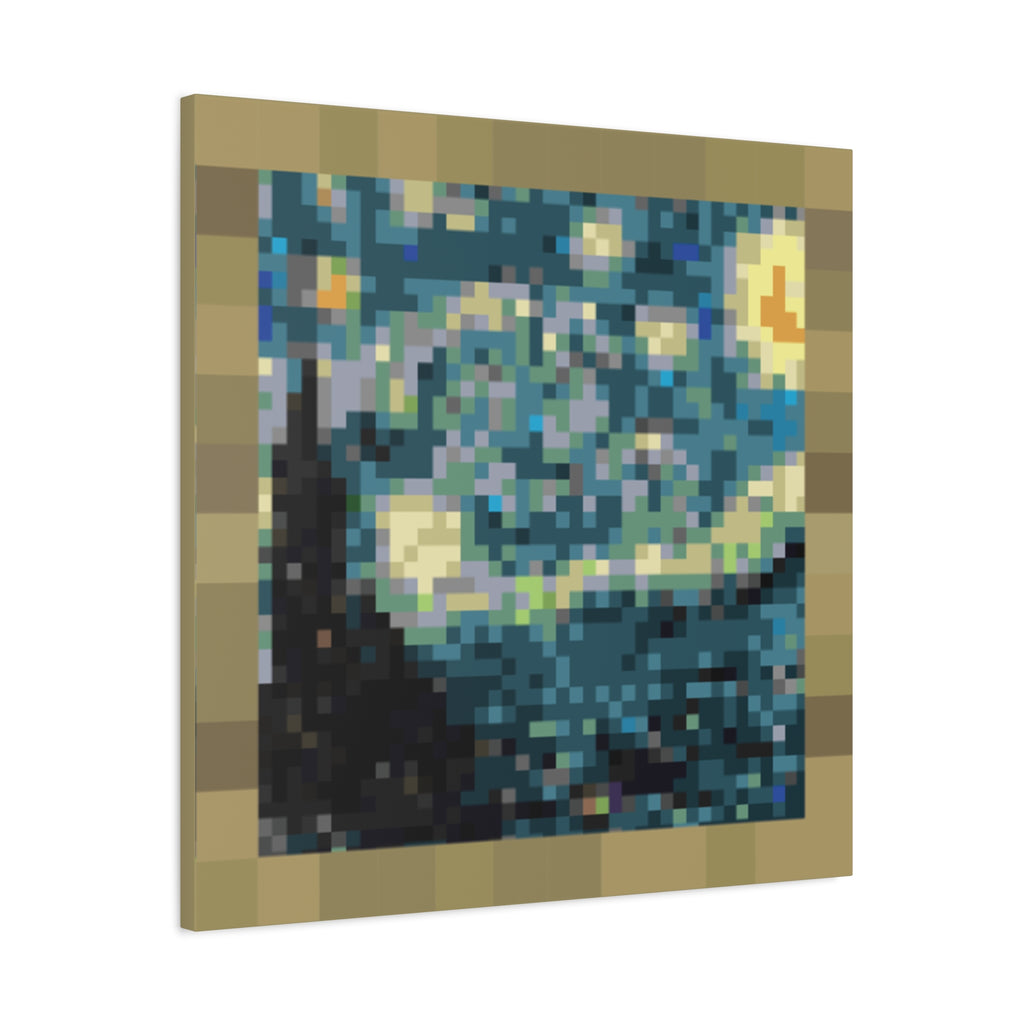 Starry Night Pixel-Style Matte Canvas Print