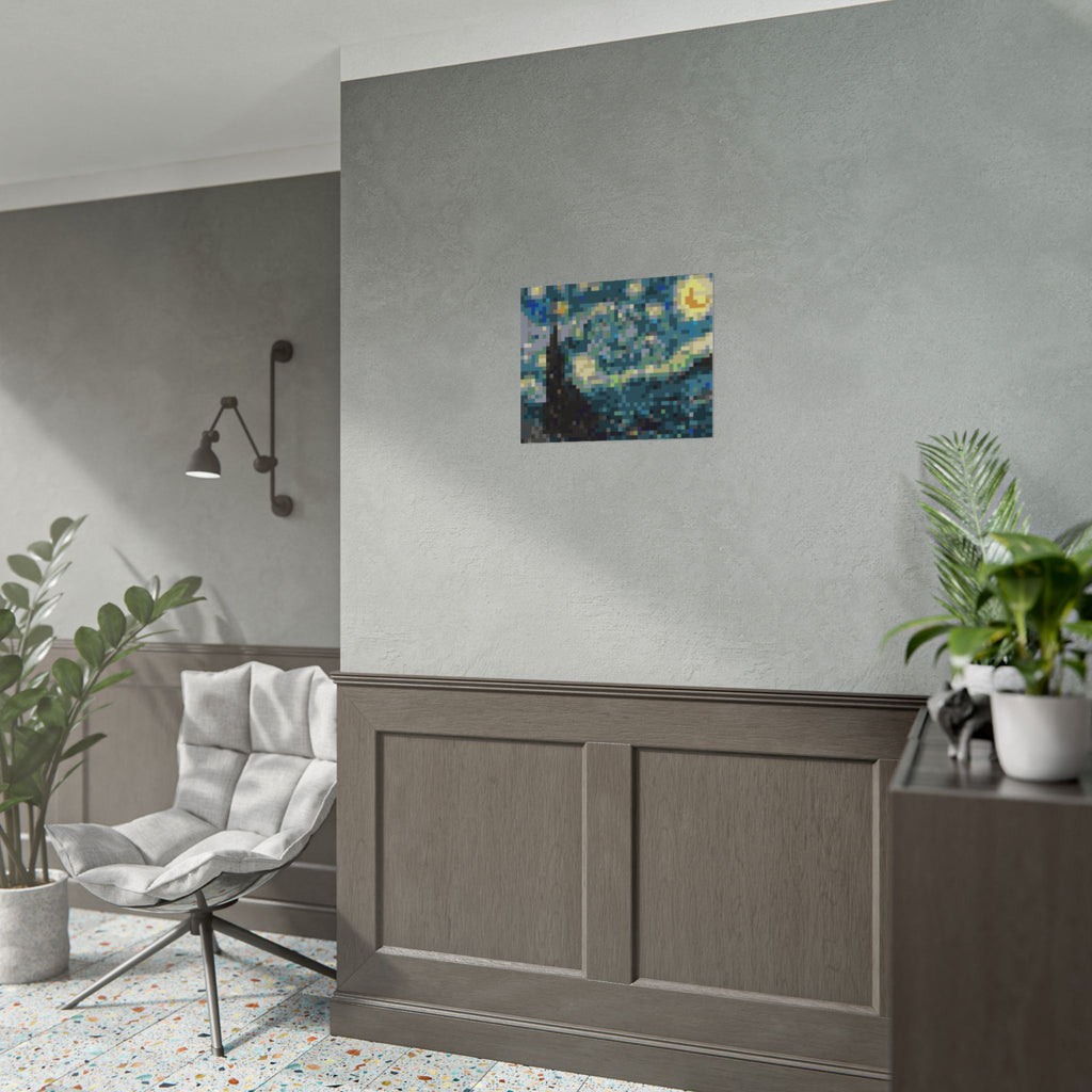 Starry Night Pixel-Style Rolled Art Print