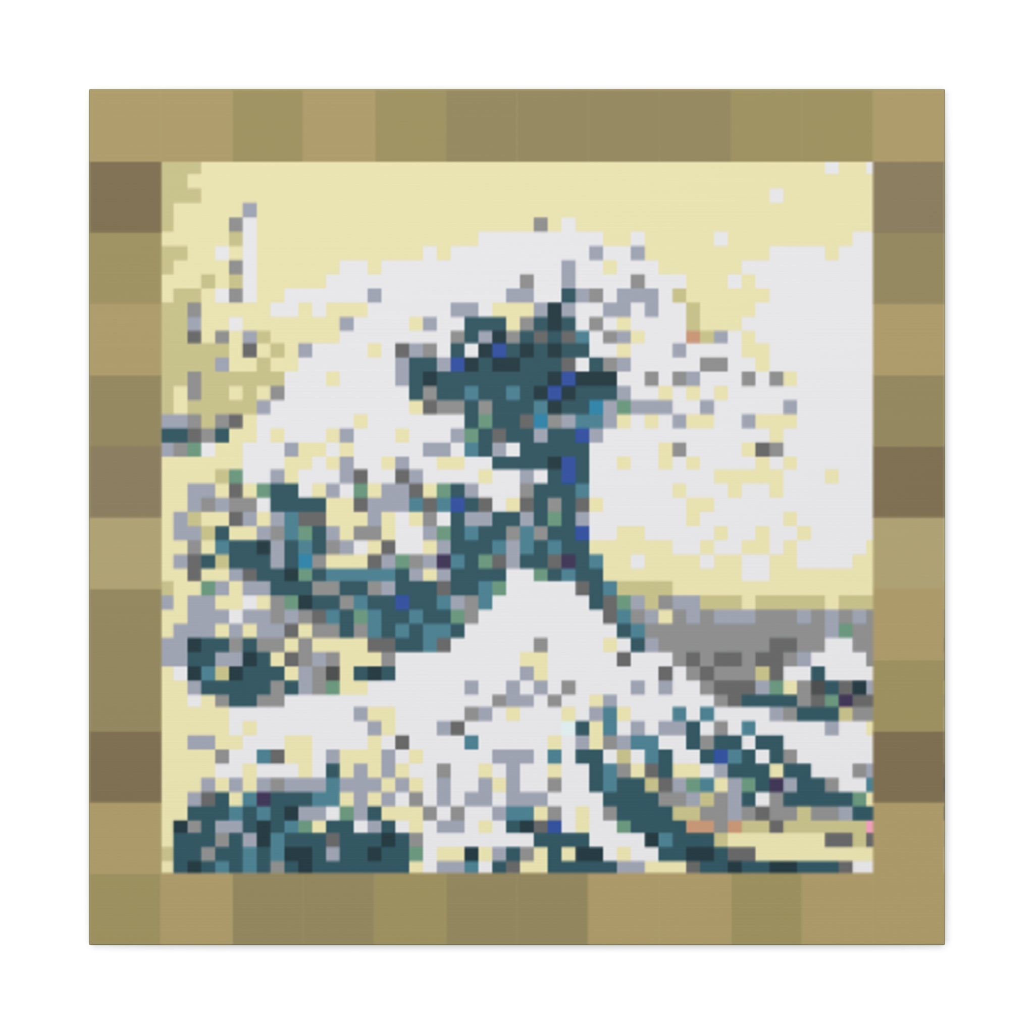 The Great Wave Pixel-Style Matte Canvas Print