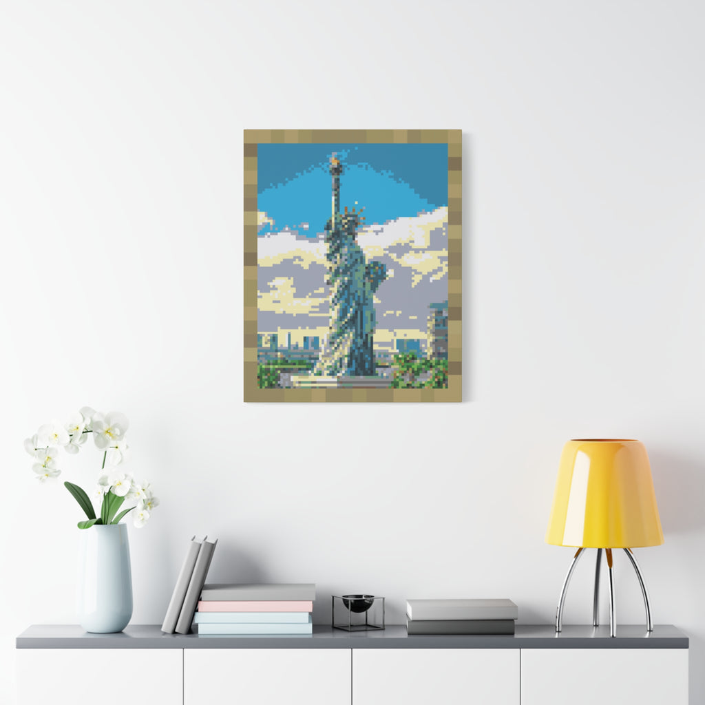 Statue of Liberty Pixel-Style Matte Canvas Print