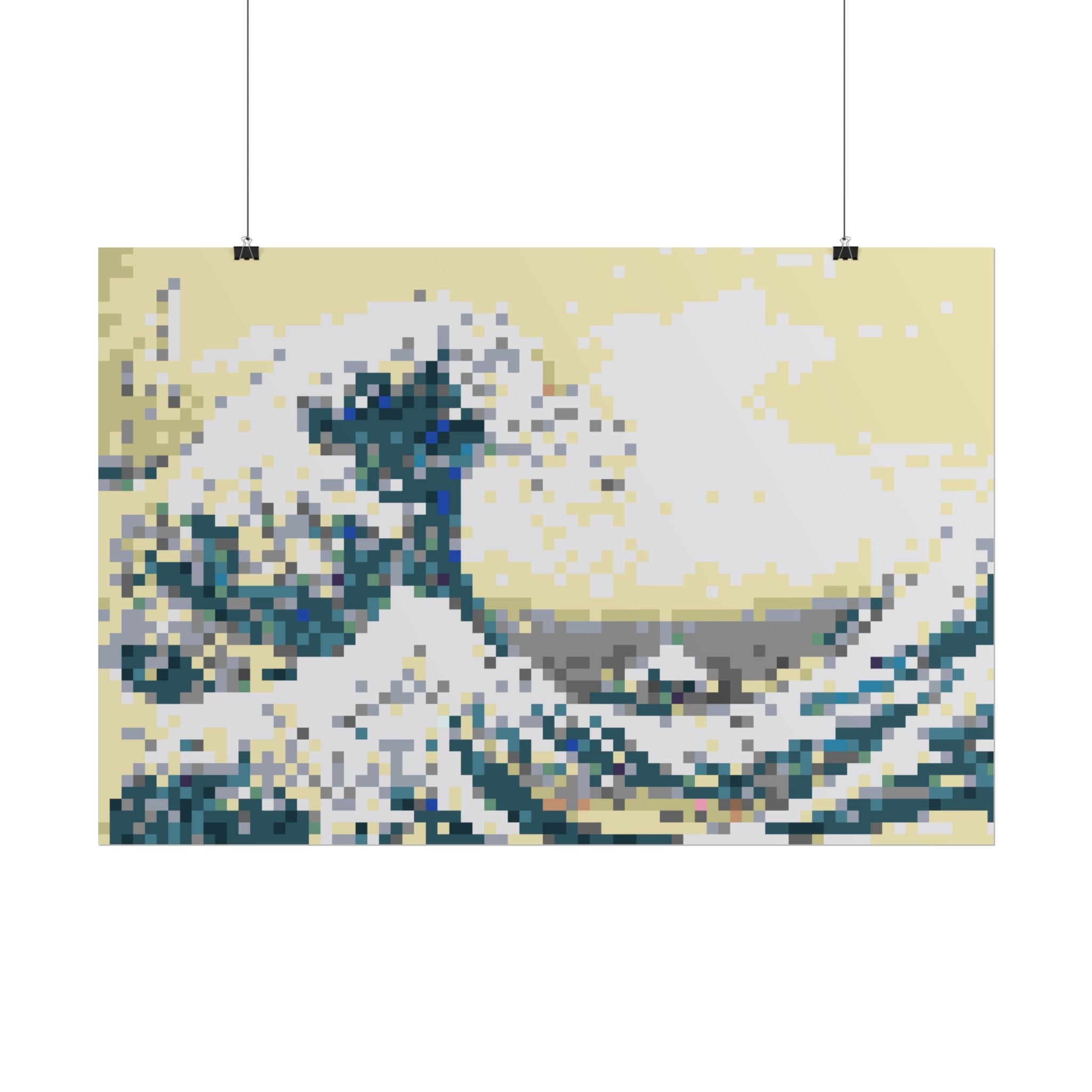 The Great Wave Pixel-Style Rolled Art Print