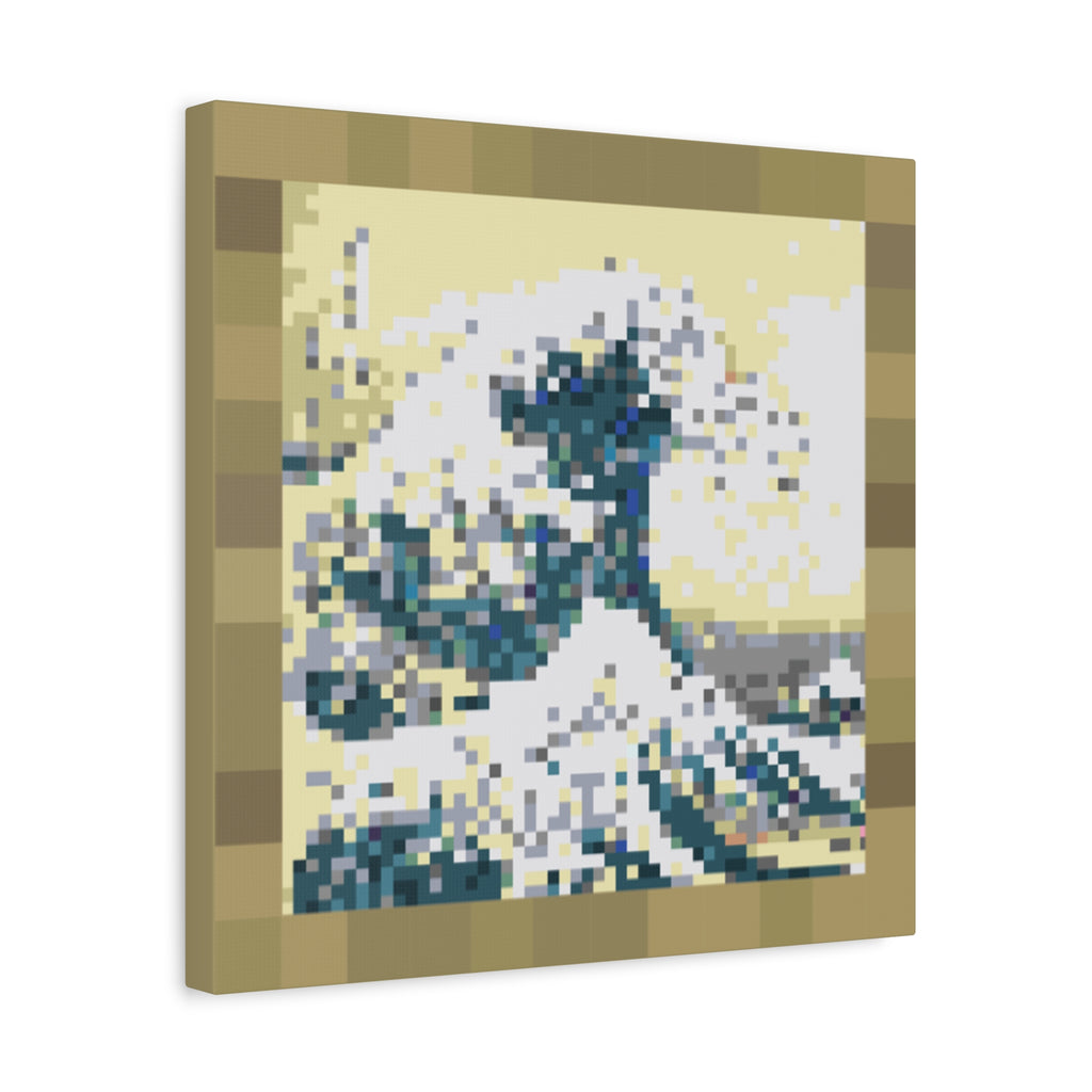 The Great Wave Pixel-Style Matte Canvas Print