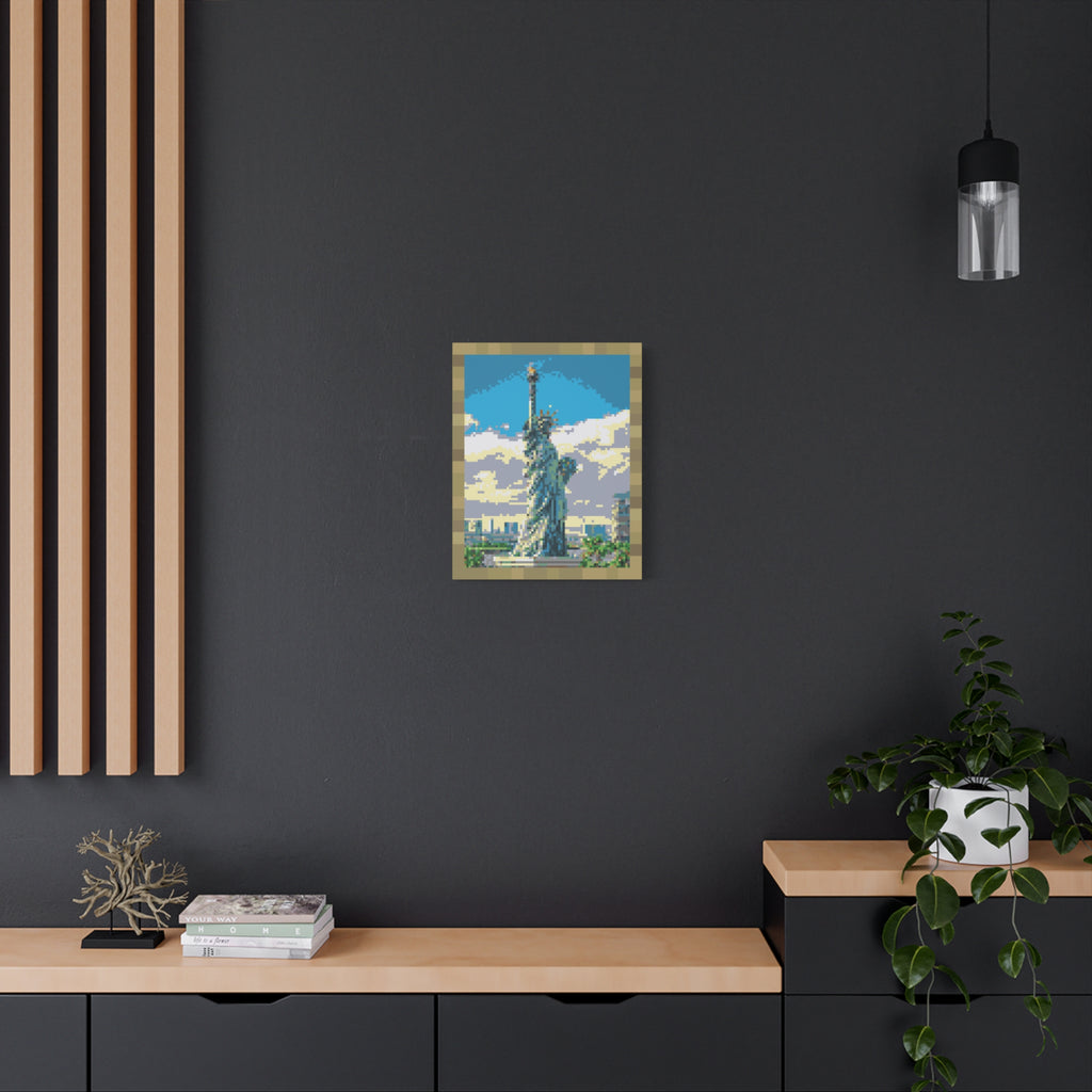 Statue of Liberty Pixel-Style Matte Canvas Print