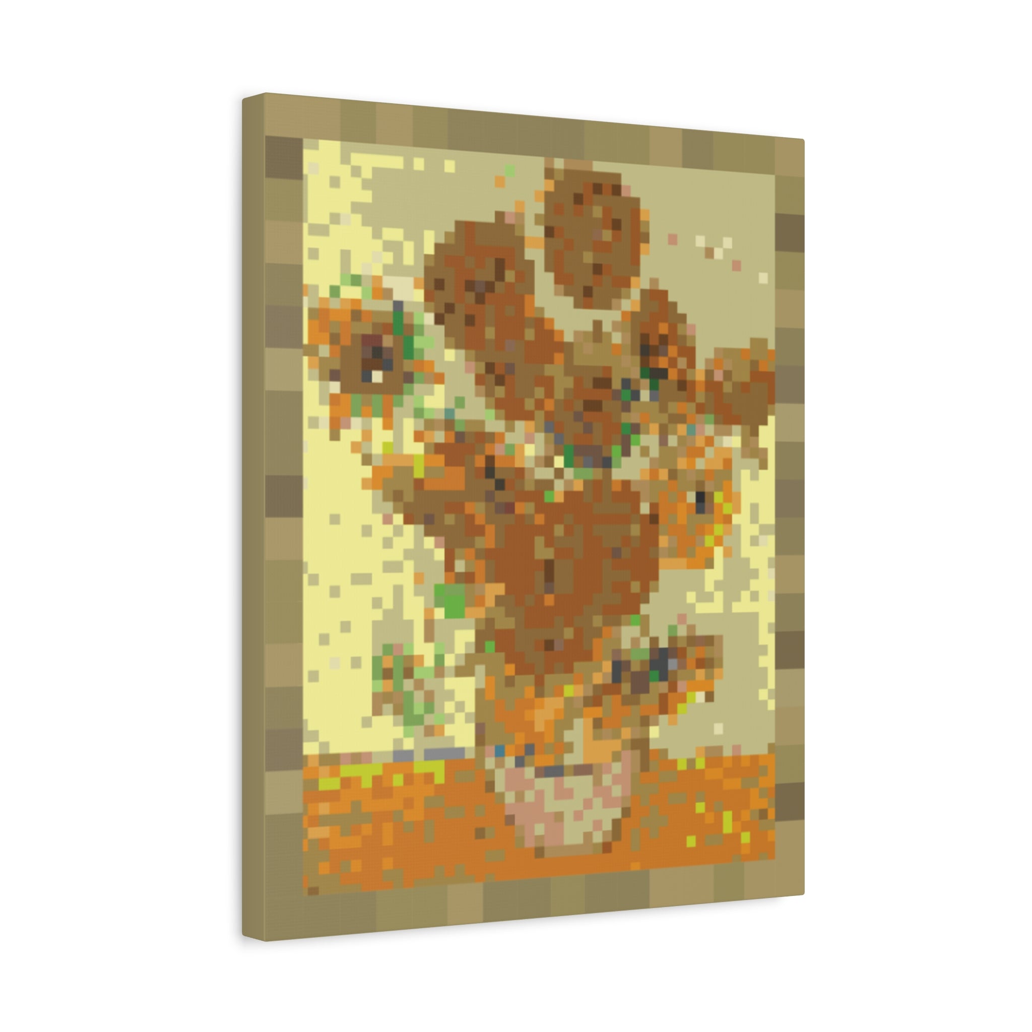 Sunflowers Pixel-Style Matte Canvas Print