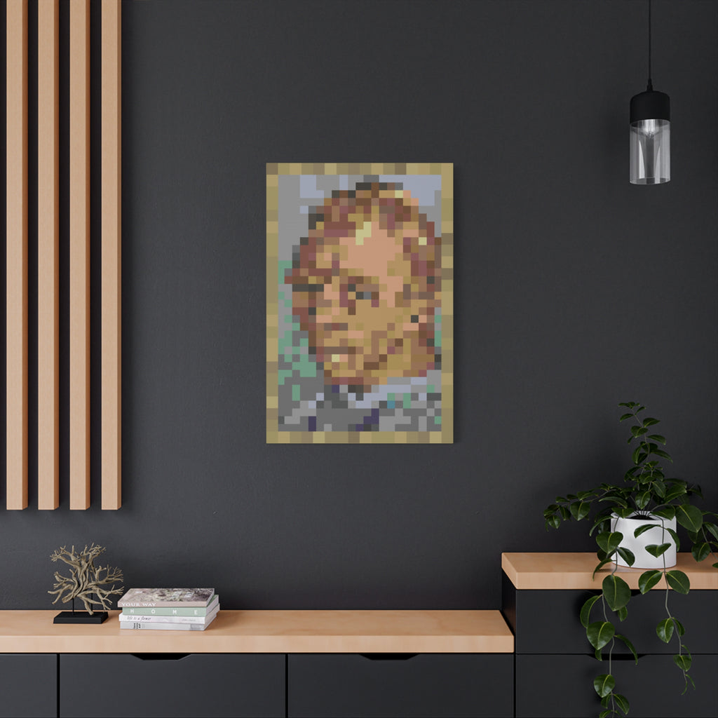 L'artiste Sans Barbe Pixel-Style Matte Canvas Print