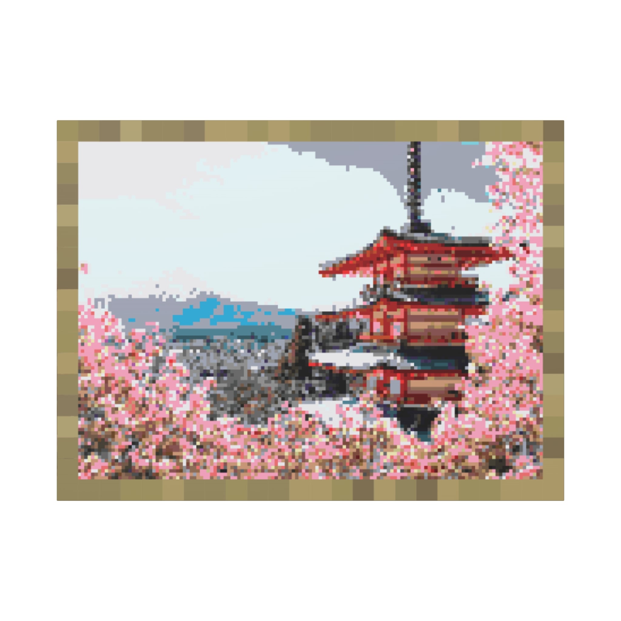 Japanese Cherry Blossom Name Pixel-Style Matte Canvas Print