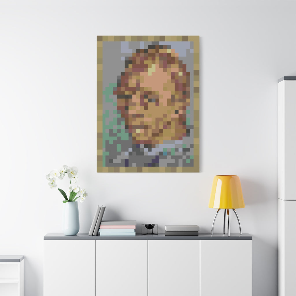 L'artiste Sans Barbe Pixel-Style Matte Canvas Print