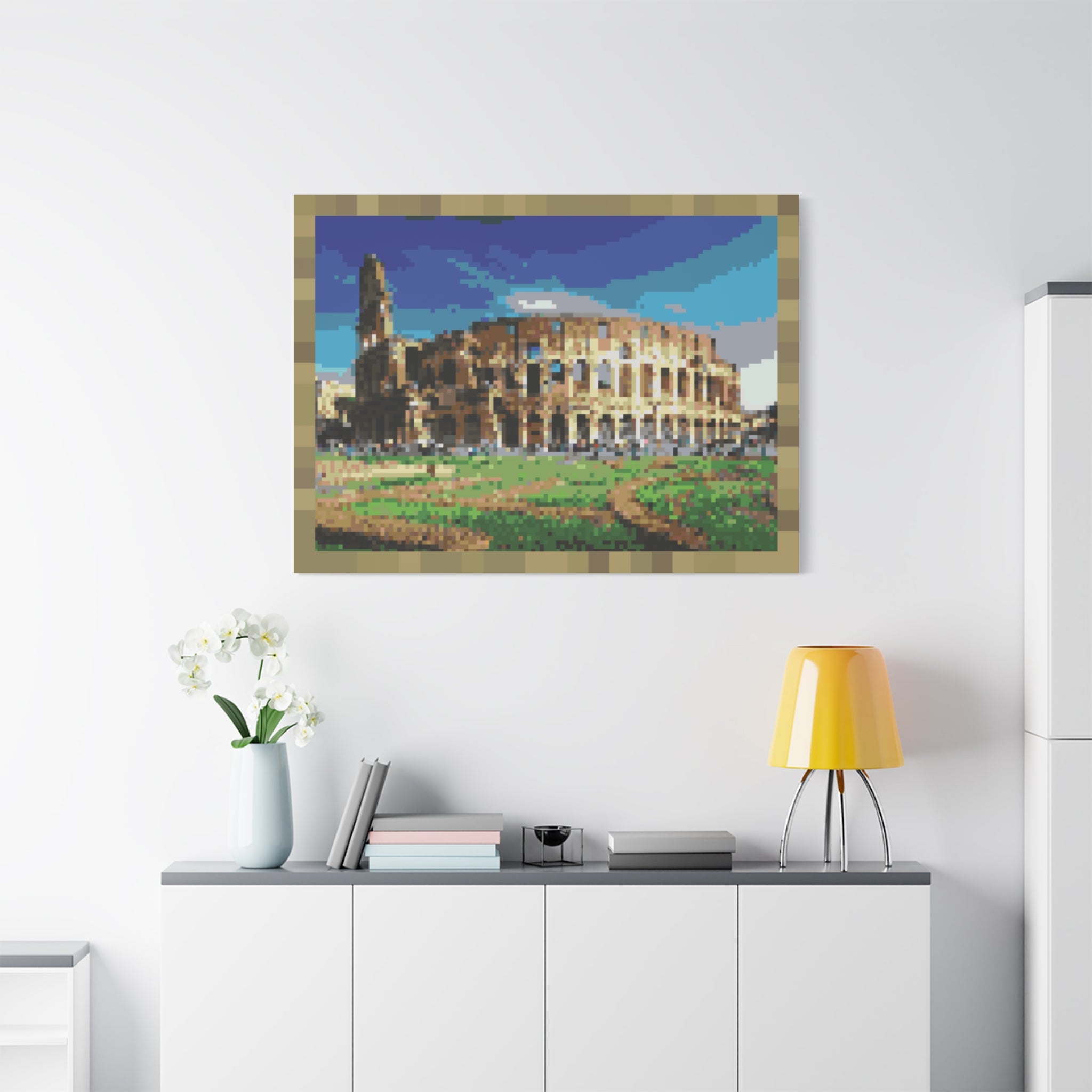 Colosseum Pixel-Style Matte Canvas Print